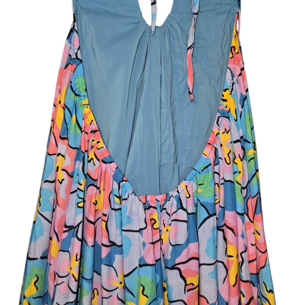 For Love & Lemons Yasmin Open Back Maxi Dress Pink Blue NWT Size Sm. - Picture 8 of 14